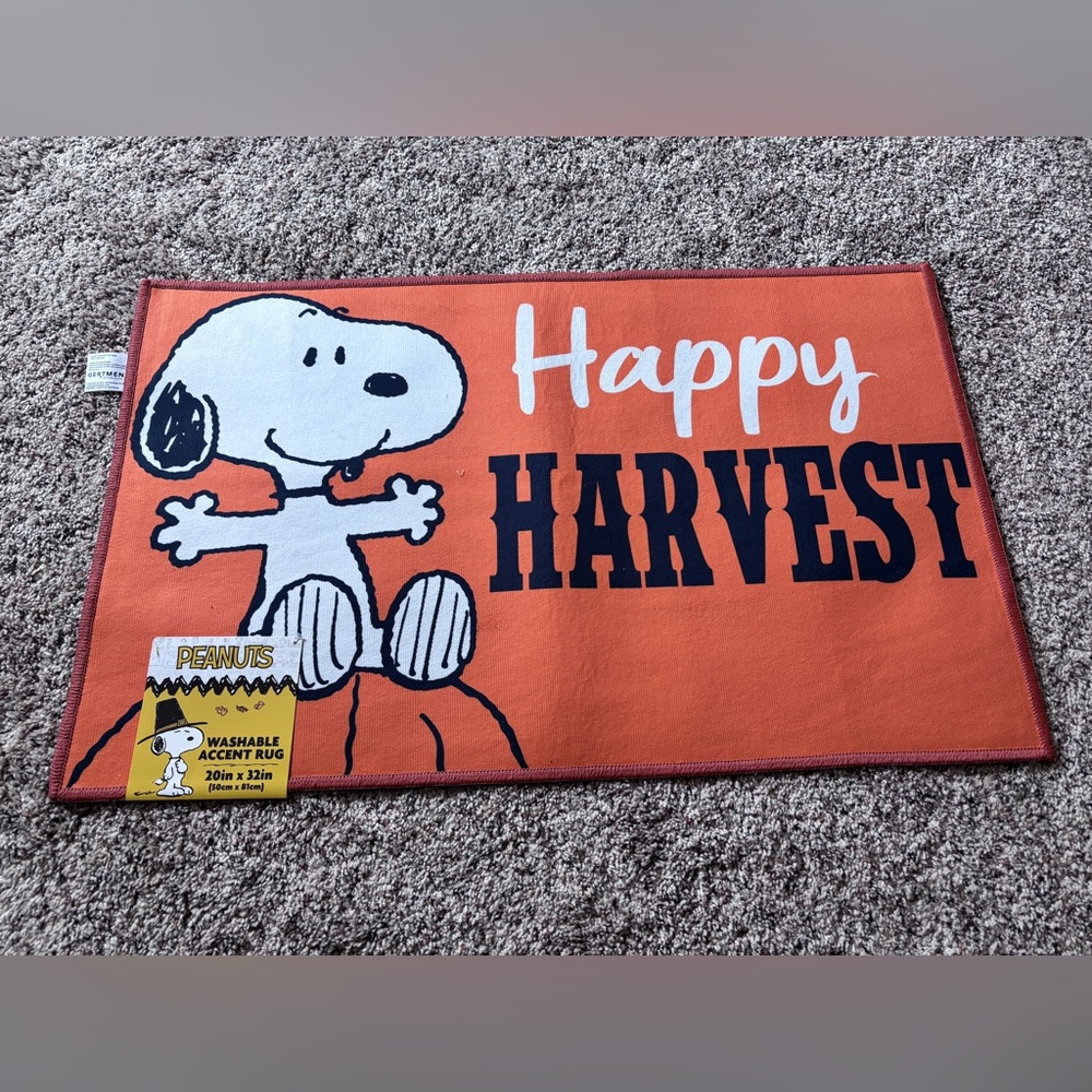 Accent Rug Peanuts Snoopy Pumpkins “Happy Harvest” NWT 20" X 32"